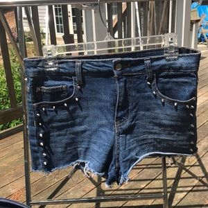 Studded high rise booty shorts